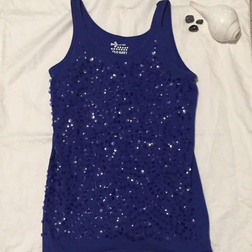 Blue sparkly girls tank top